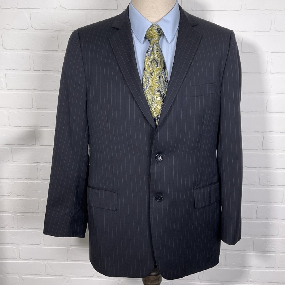 Brooks Brothers Fitzgerald Blazer Men 41R Blue Pinstripe Wool 2 Button Italian